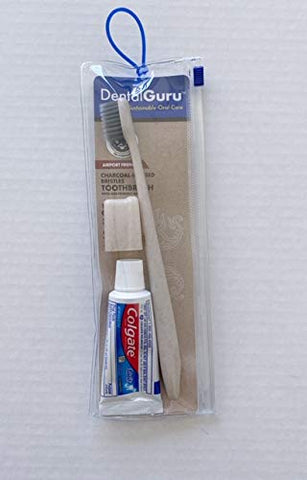 TSA Compliant: Dental Guru Travel Kit Charcoal Toothbrush w/Cover & Toothpaste