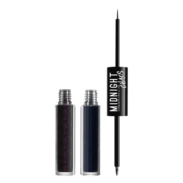 NYX PROFESSIONAL MAKEUP Midnight Chaos Dual-Ended Eyeliner, Liquid Eyeliner, Blue/Midnight Warrior