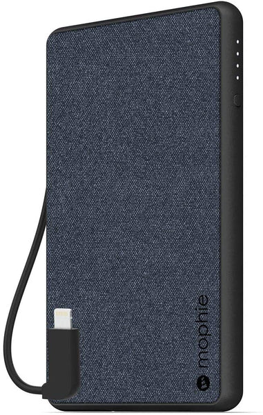 mophie powerstation plus mini (Fabric) - Power bank - 4060 mAh - 2.1 A (USB, Micro-USB Type B) - on cable: Micro-USB, Lightning - navy blue