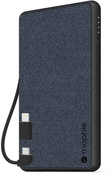 mophie powerstation plus mini (Fabric) - Power bank - 4060 mAh - 2.1 A (USB, Micro-USB Type B) - on cable: Micro-USB, Lightning - navy blue