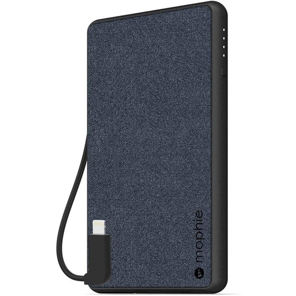 mophie powerstation plus mini (Fabric) - Power bank - 4060 mAh - 2.1 A (USB, Micro-USB Type B) - on cable: Micro-USB, Lightning - navy blue